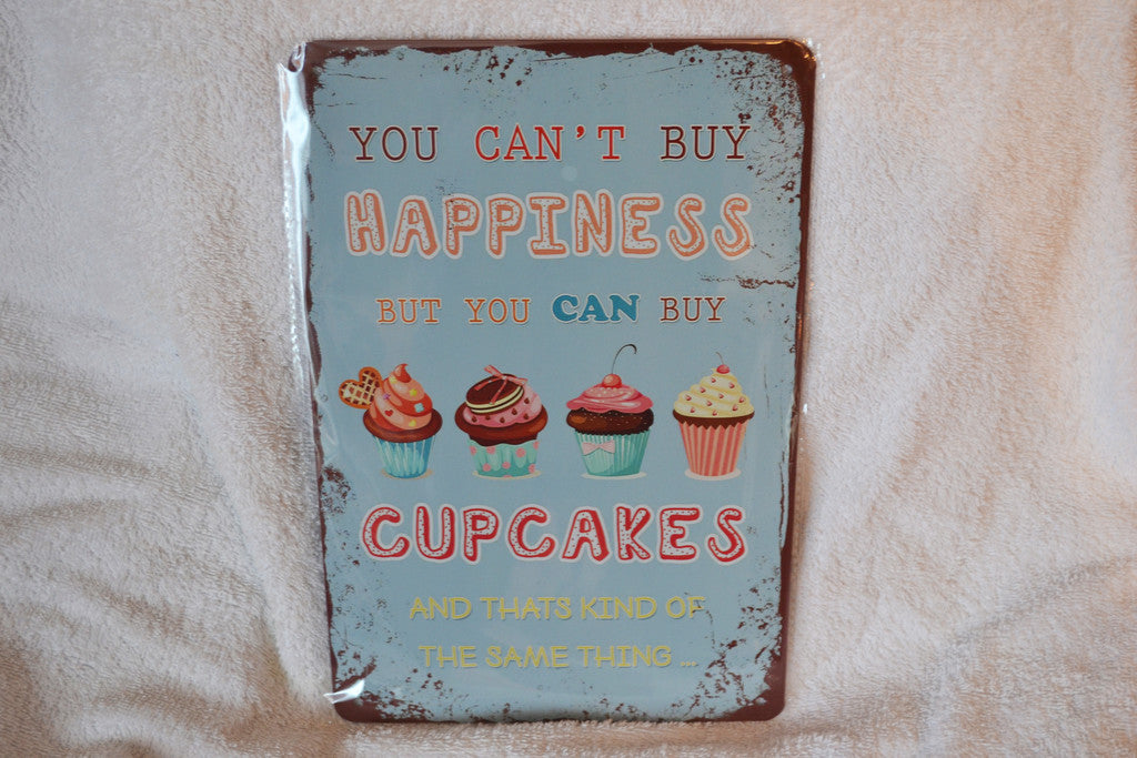 Cupcakes Happiness Lycka Citat Kök Plåtskylt (20*30cm) Skylt Ny