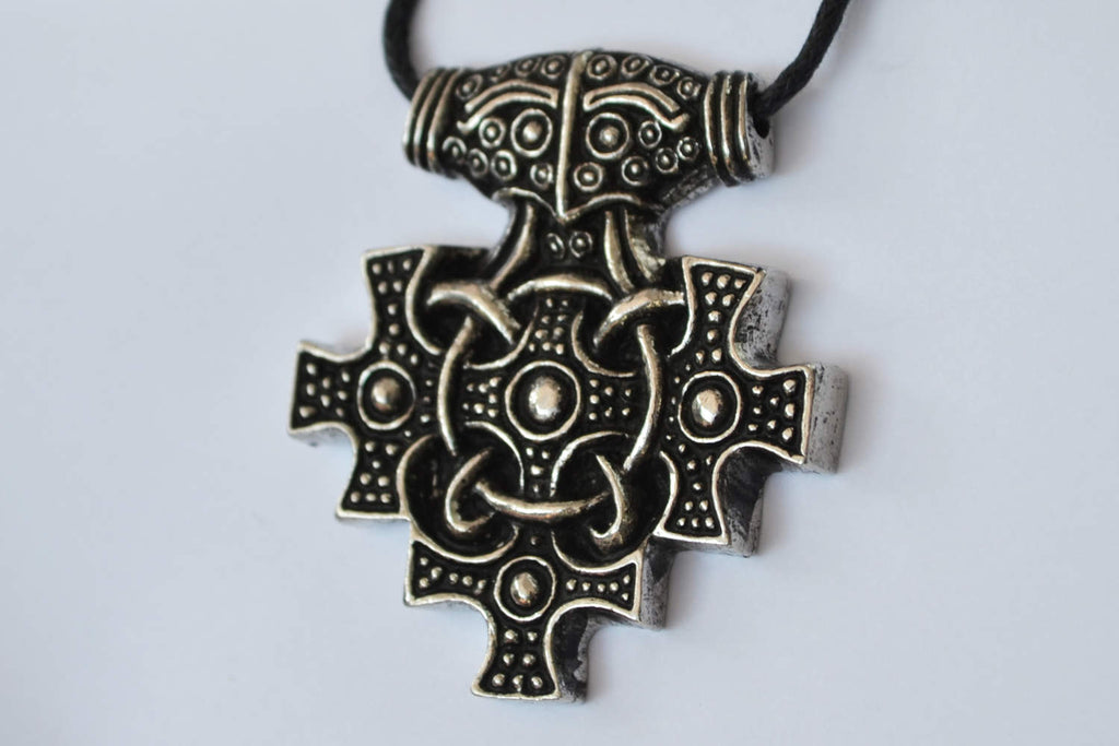 Mjölnir Kors Hiddensee Tyskland Halsband Viking Tenn Handgjord Smycke 4,5cm Ny