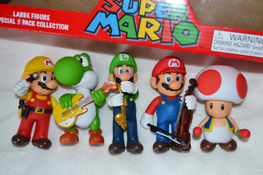 5st Musiker Super Mario Nintendo (Band) Luigi, Yoshi (Odyssey) Figurer 12cm Ny
