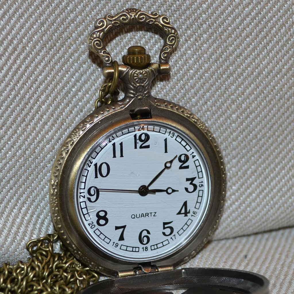 Varg, Huvud Fickur Brons/Vintage Klocka, Halsband Ny