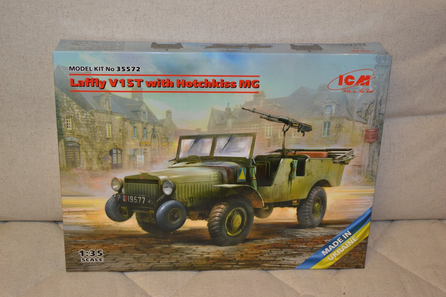 Laffly V15T With Hotchkiss Machine Gun Frankrike WW2 1:35 Plastbyggsats ICM Ny