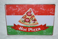 Hot Pizza Slice m. Italien Flagga Restaurang Plåtskylt (20*30cm) Skylt Ny