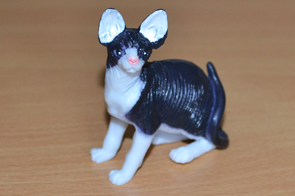 Stora Öron Svart/Vit Katt 6cm Lek/Prydnad/Present Ny