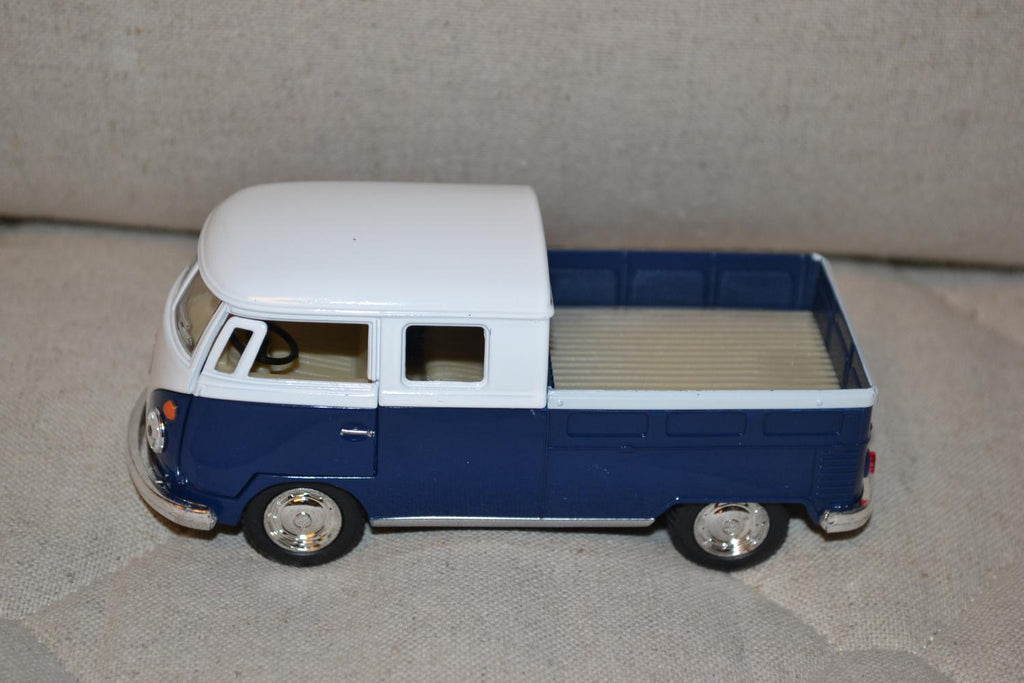 Blå Volkswagen Folkbuss Double Cab 1963 1:34 Kinsmart 13cm Ny