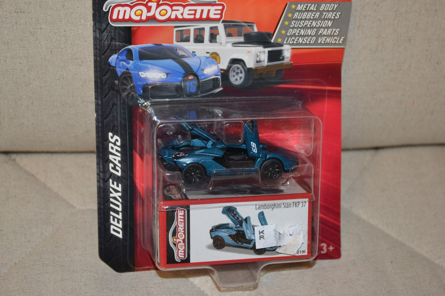 Lamborghini Sian FKP 37 Blå Majorette 1:64 7cm Öppningsbara delar Ny