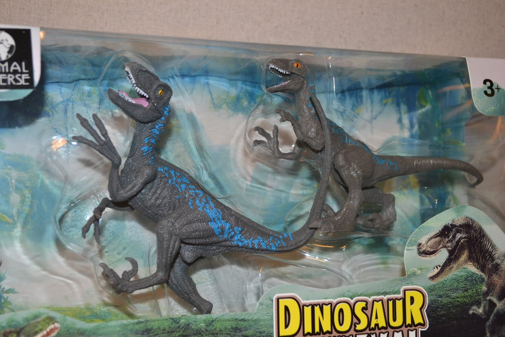 2st Velociraptor Dinosaurie Gråa Animal Universe 18-21cm Ny