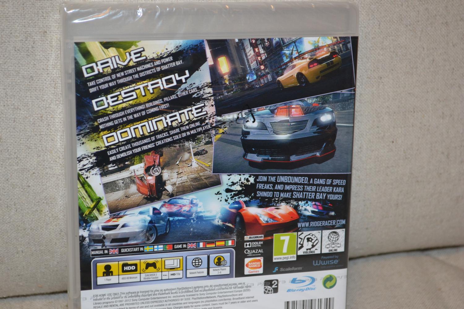 Ridge Racer Unbounded PS3 Playstation 3 Ny Inplastad