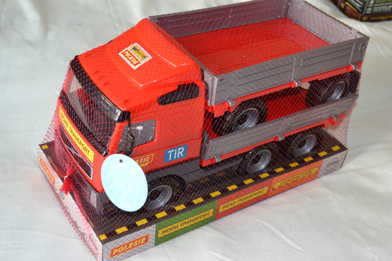 Volvo Lastbil Röd Flak m. Släp 1:16 Polesie 77cm Ny