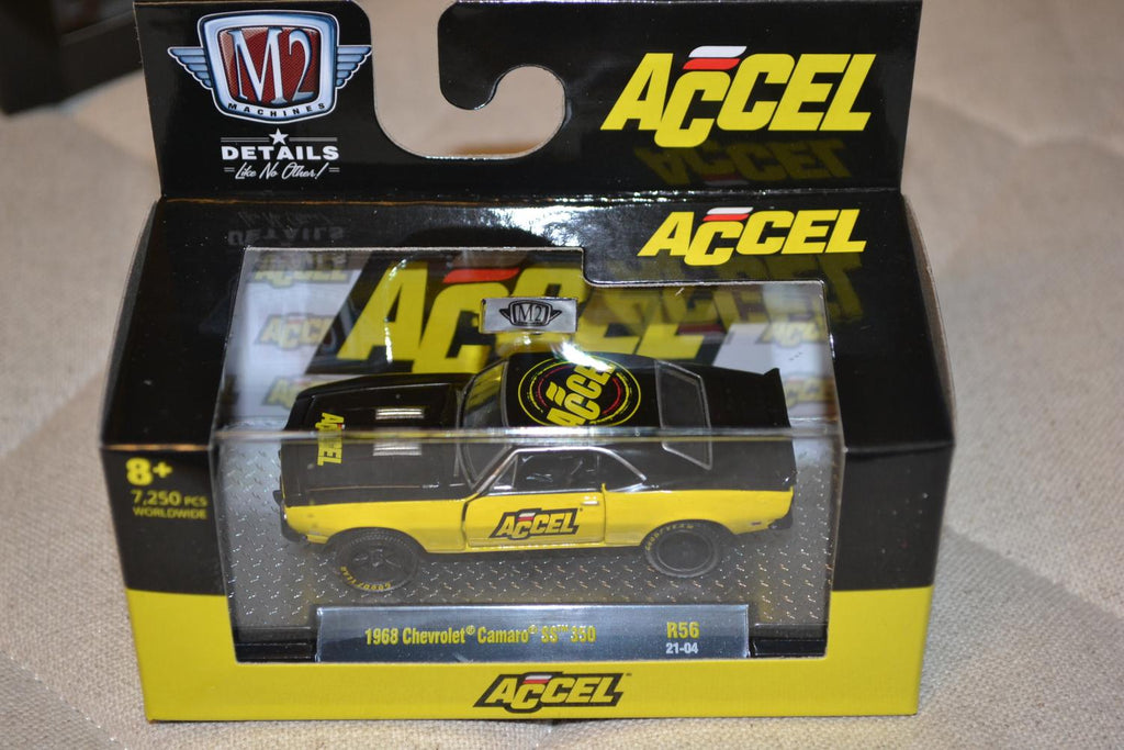1968 Chevrolet Camaro SS 350 Svart/GUL 1:64 M2 Machines (Auto-Meets 56) 7cm Ny