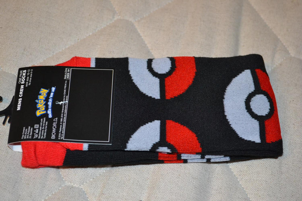 Pokémon Pokeboll Svart/Röd Strl 38-45 Par Herr Crew Socks Strumpor Bioworld Ny