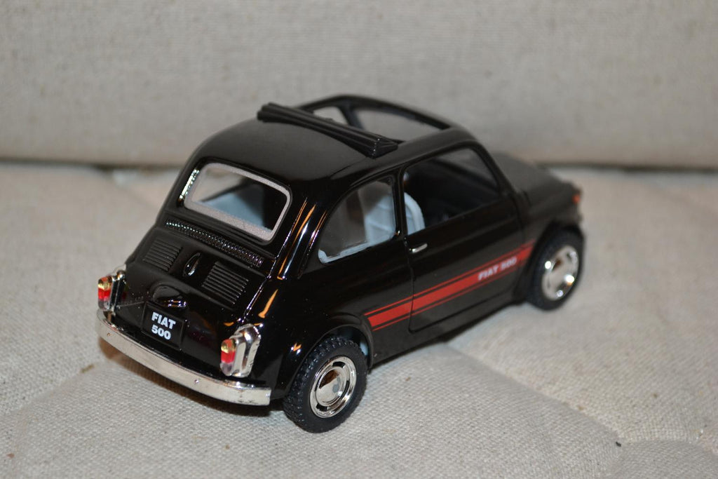 Svart Fiat 500 1960 1:24 Kinsmart 12cm Ny