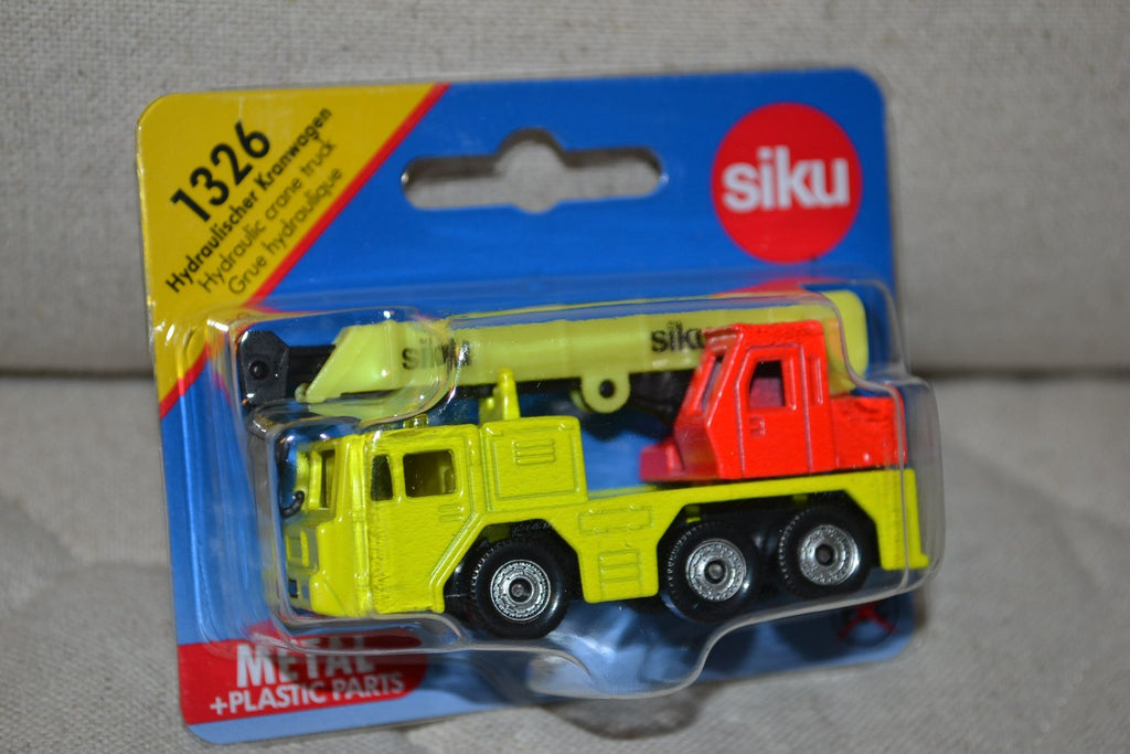 Hydraulisk Kran Lyftkran Kranbil Gul Siku 1326 8cm Ny