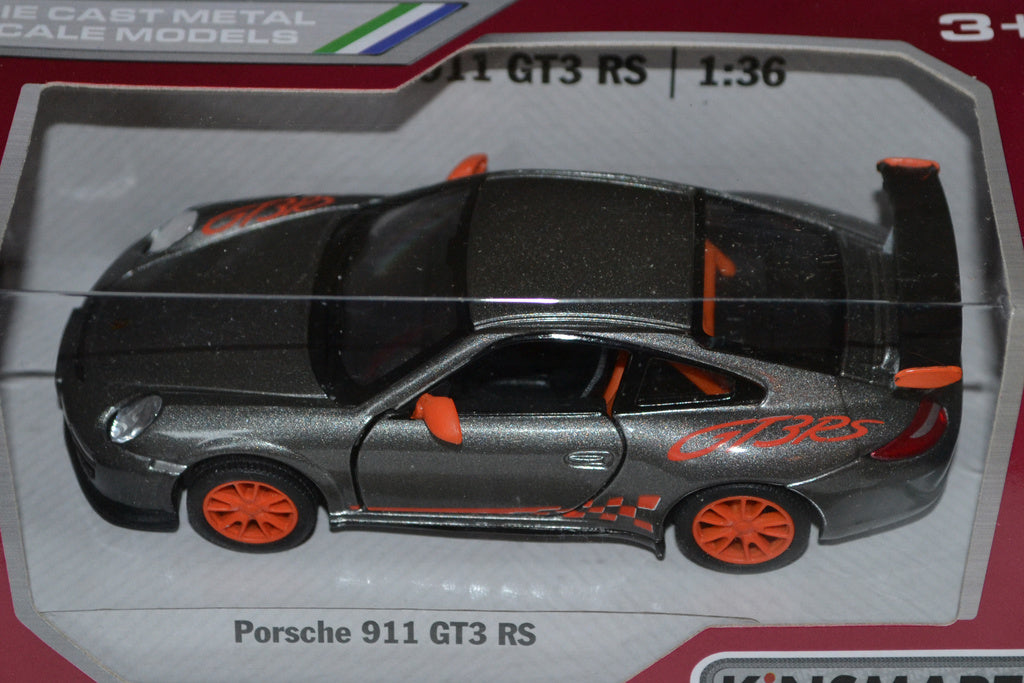 Porsche 911 GT3 RS Silver 1:36 1:38 Kinsmart 12cm Ny