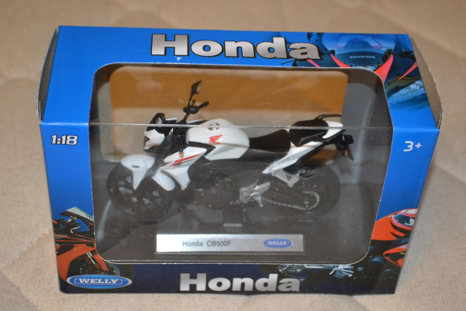 Honda CB500F Vit Motorcykel 1:18 Welly 11cm Ny