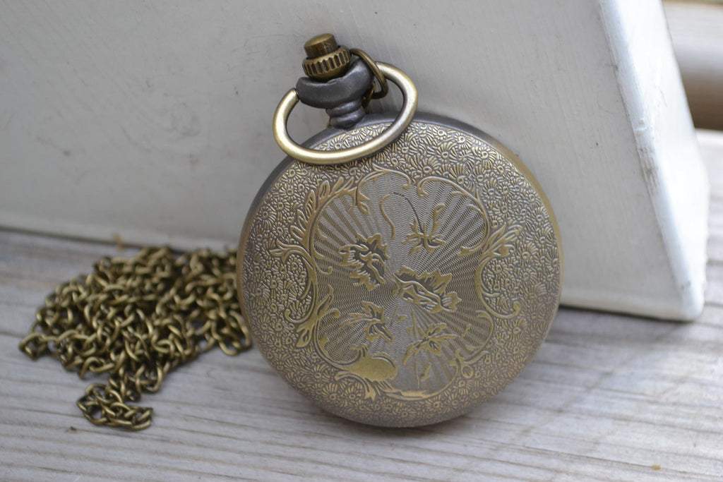 Bläckfisk Fickur Quartz klocka (Vintage Brons) Ny