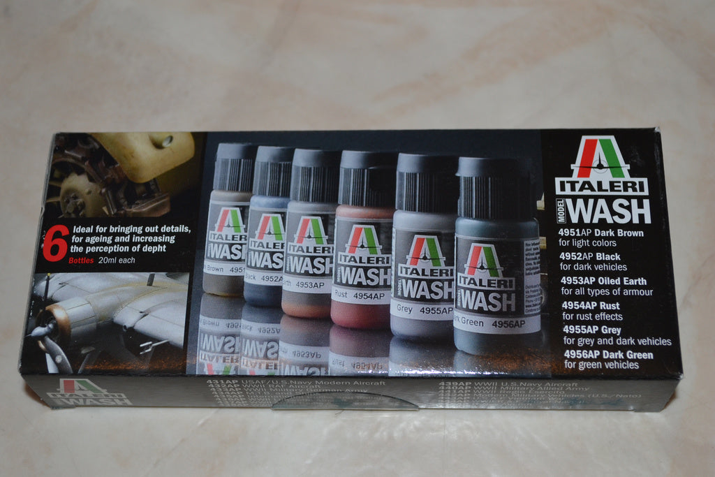 Acrylic Model Wash Set, Pansarvagnar, Figuer mm (6st 20 ml Flaskor) Italeri Ny