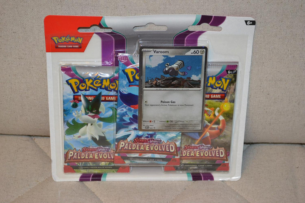 3 st Booster + POISON GAS Kort Pokémon Scarlet & Violet Paldea Evolved Ny