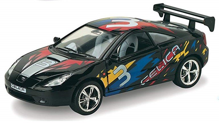 Toyota Celica Svart 1:34 Kinsmart Rally (Ca 12,5cm) Pullback Ny