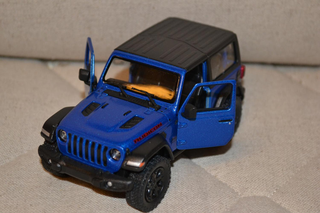 Blå Jeep Wrangler Rubicon Hard Top 2017 1:34 Kinsmart 13cm Ny