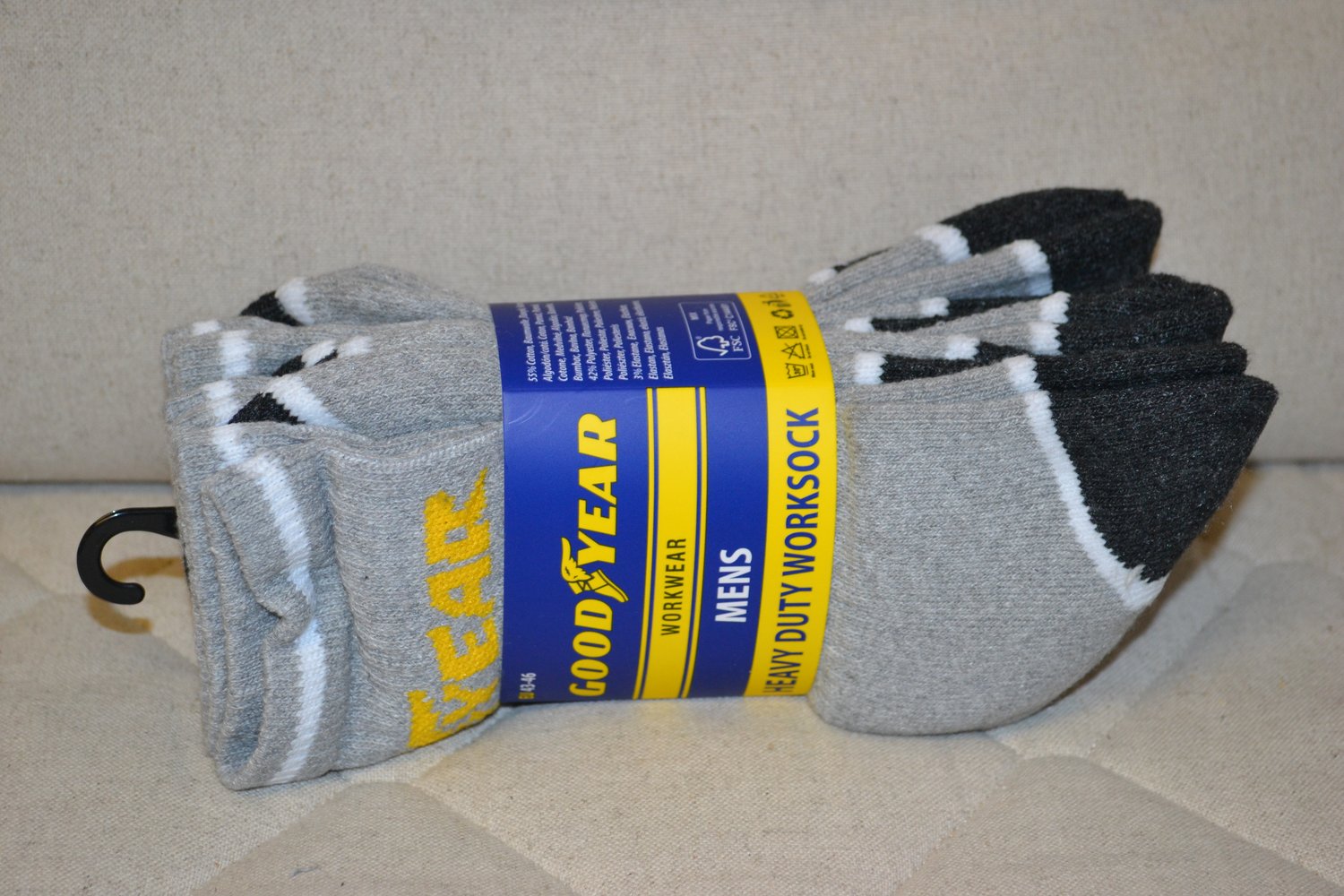 Arbetsstrumpor Goodyear 3-pack Strl 43-46 Grå 55% Bomull 42% Polyester 3% Elasta