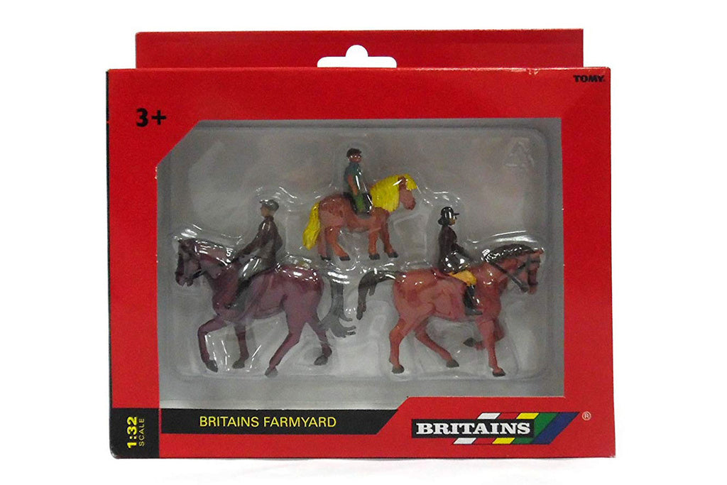 3st Hästar & Ryttare 1:32 Lek/Samlar Bruna Britains 40956 Ny