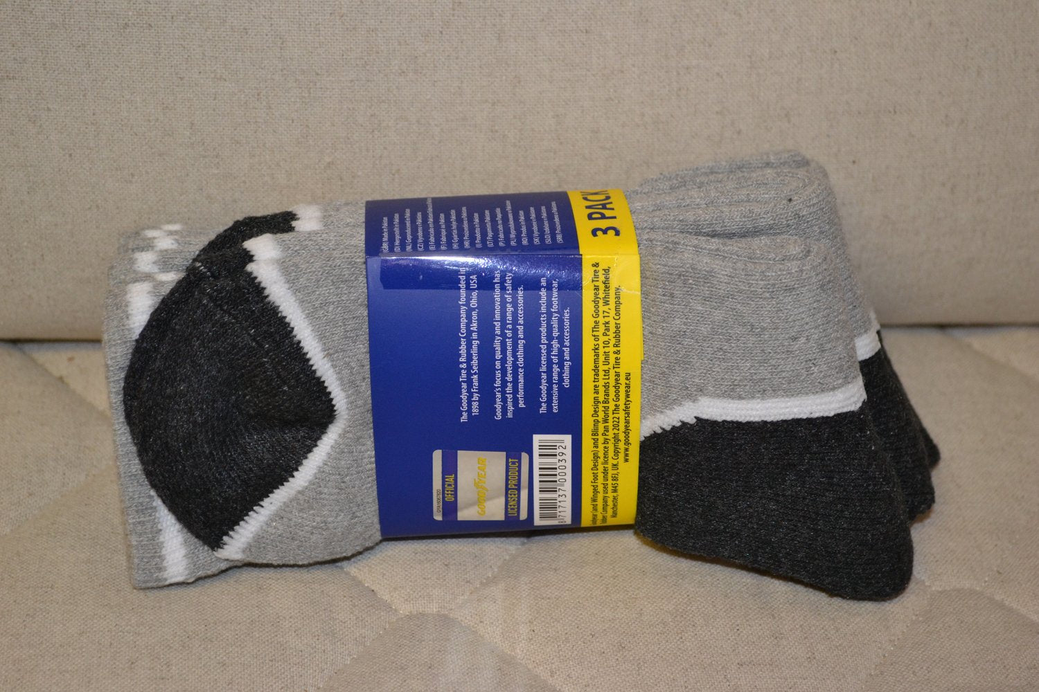 Arbetsstrumpor Goodyear 3-pack Strl 39-42 Grå 55% Bomull 42% Polyester 3% Elasta