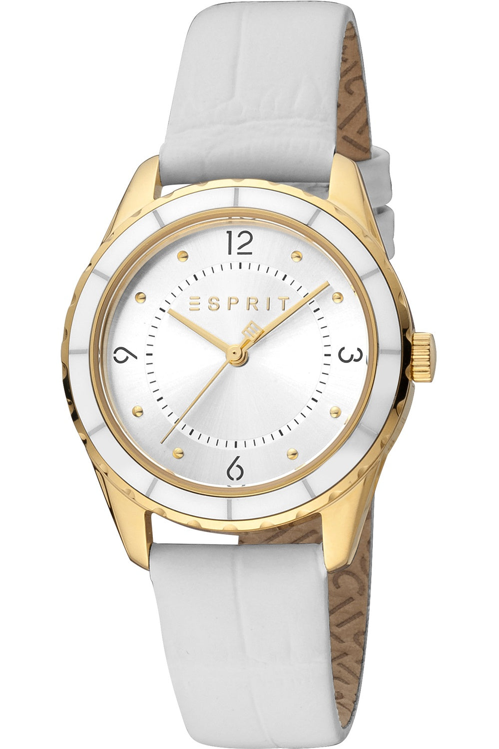 Esprit Skyler Vit Läder Armbandsur Klocka 32mm ES1L348L0035 Ny