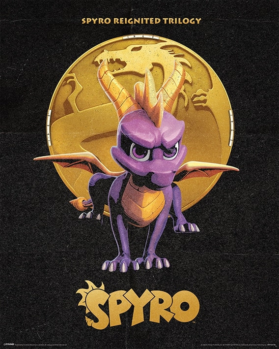 Spyro Reignited Trilogy Golden Dragon Mini Poster Affisch 40*50cm Ny