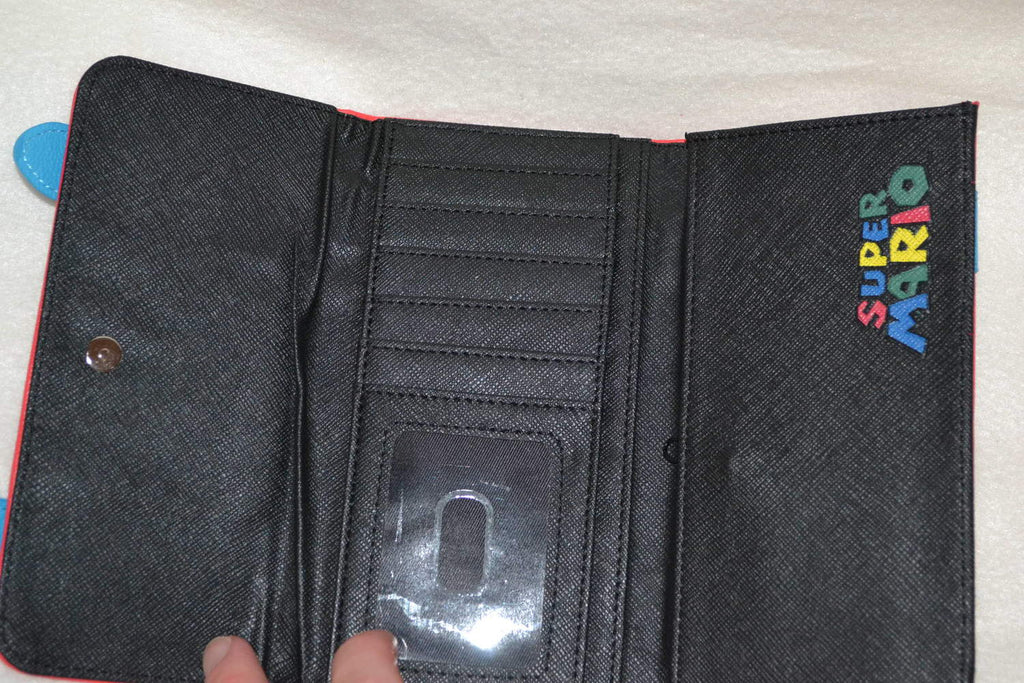 Super Mario Logo m. Knappar Nintendo Stor Börs Plånbok Tjej (17,5*9cm) Ny