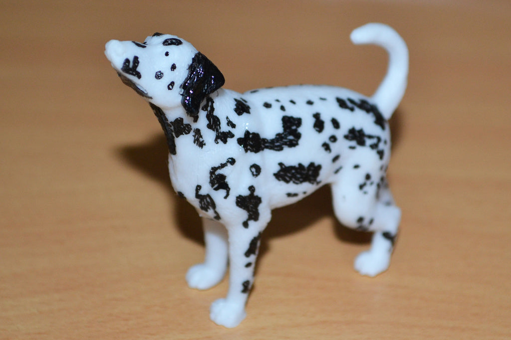 Dalmatin Vit/Prickig Svart Hund 7cm Lek/Prydnad/Present Ny