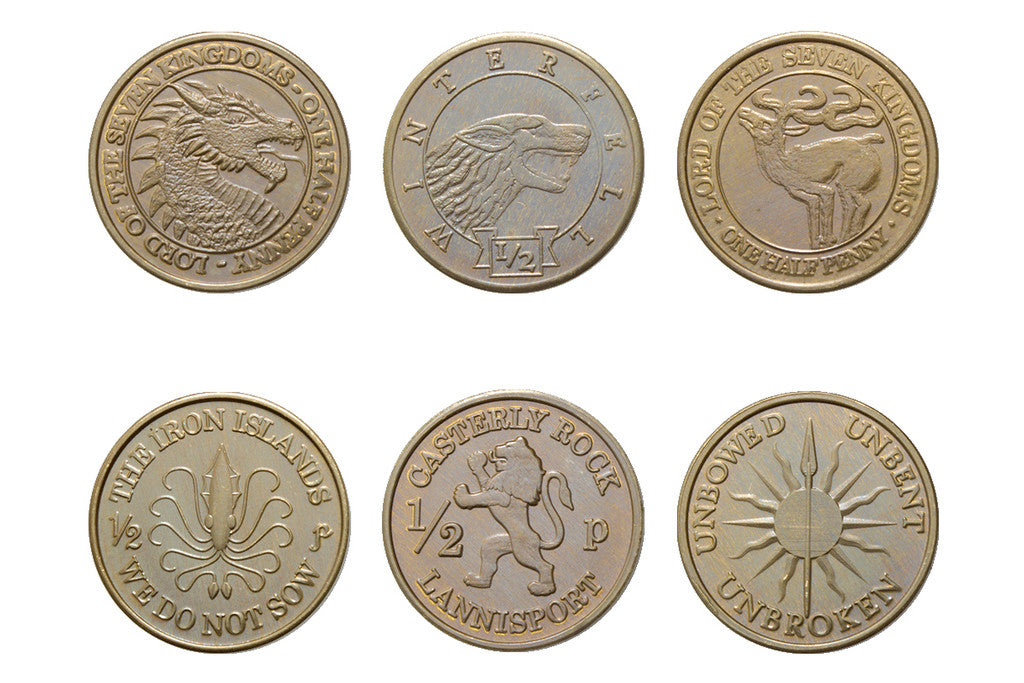 6st Mynt 1/2 Penny (Lannister, Greyjoy mfl) Game of Thrones