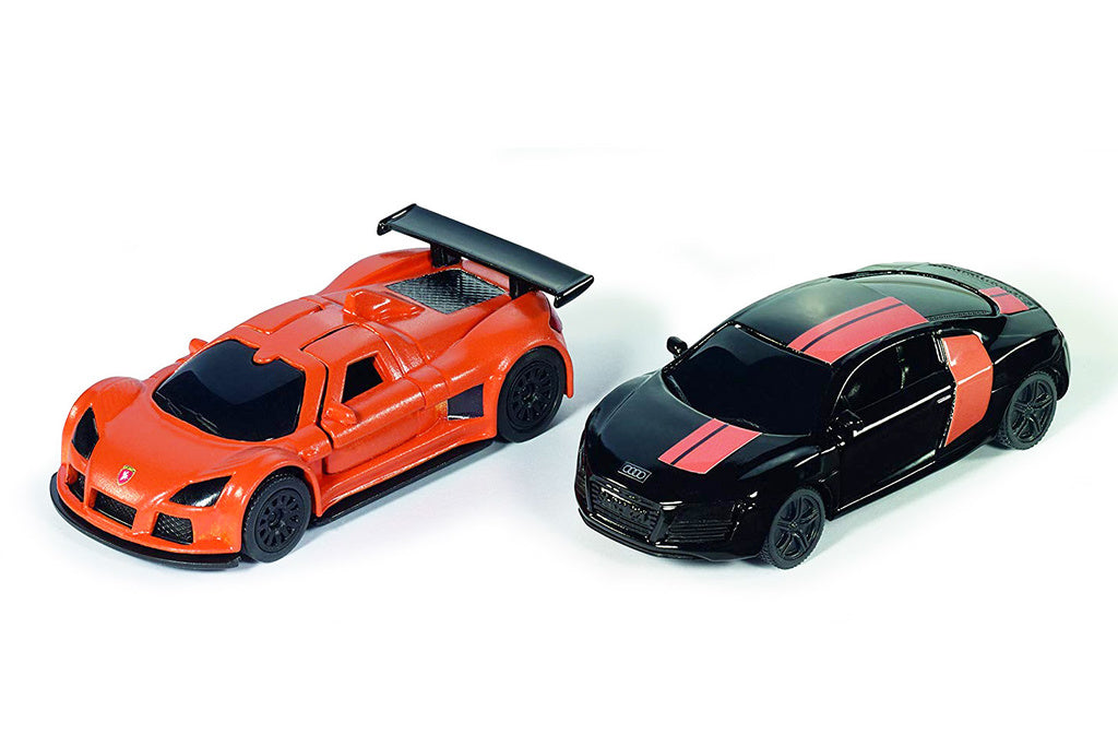 Audi R8 & Gumpert Apollo Svart/Orange 1:64 Stora Siku 6310 Ny