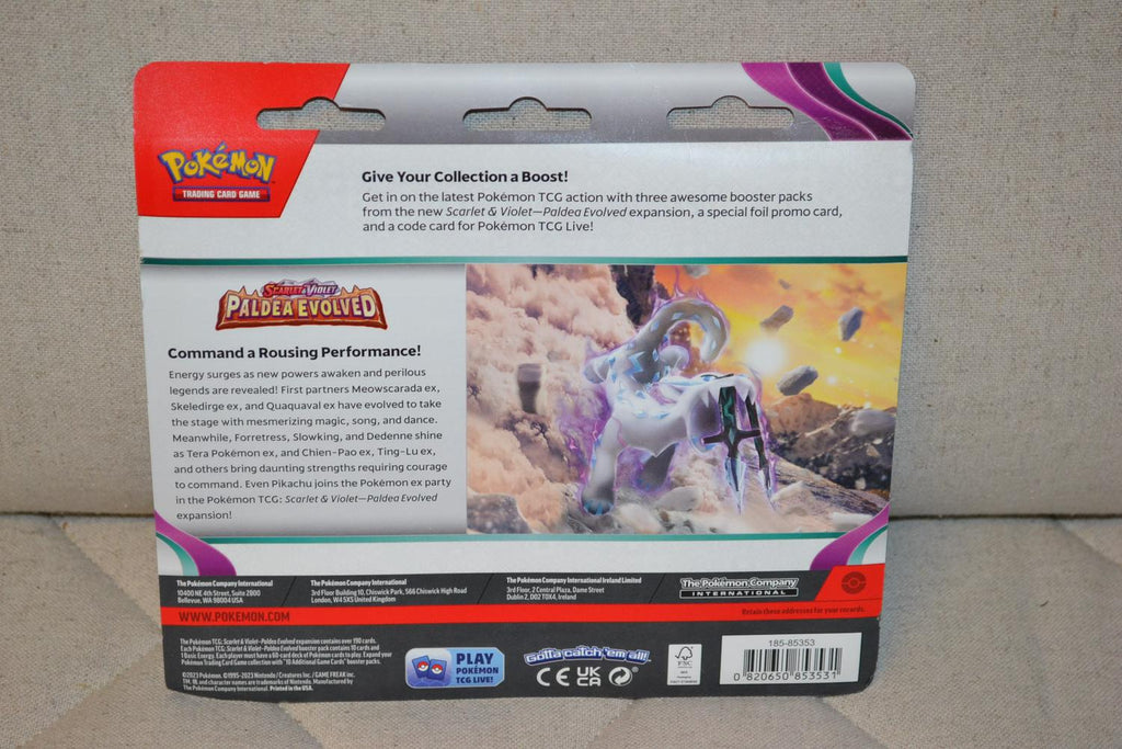 3 st Booster + SMITHEREEN SMASH Kort Pokémon Scarlet & Violet Paldea Evolved Ny