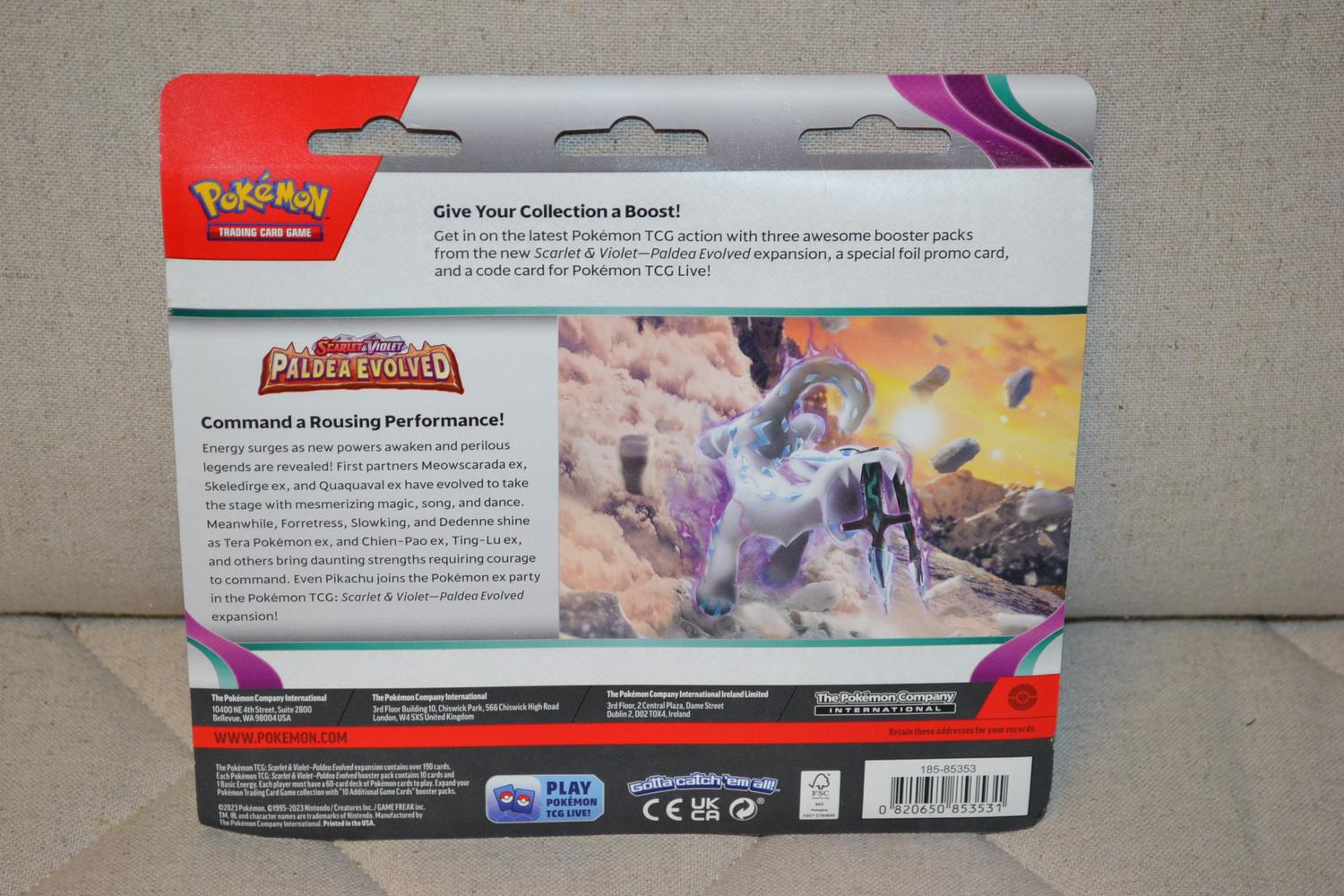 3 st Booster + SMITHEREEN SMASH Kort Pokémon Scarlet & Violet Paldea Evolved Ny