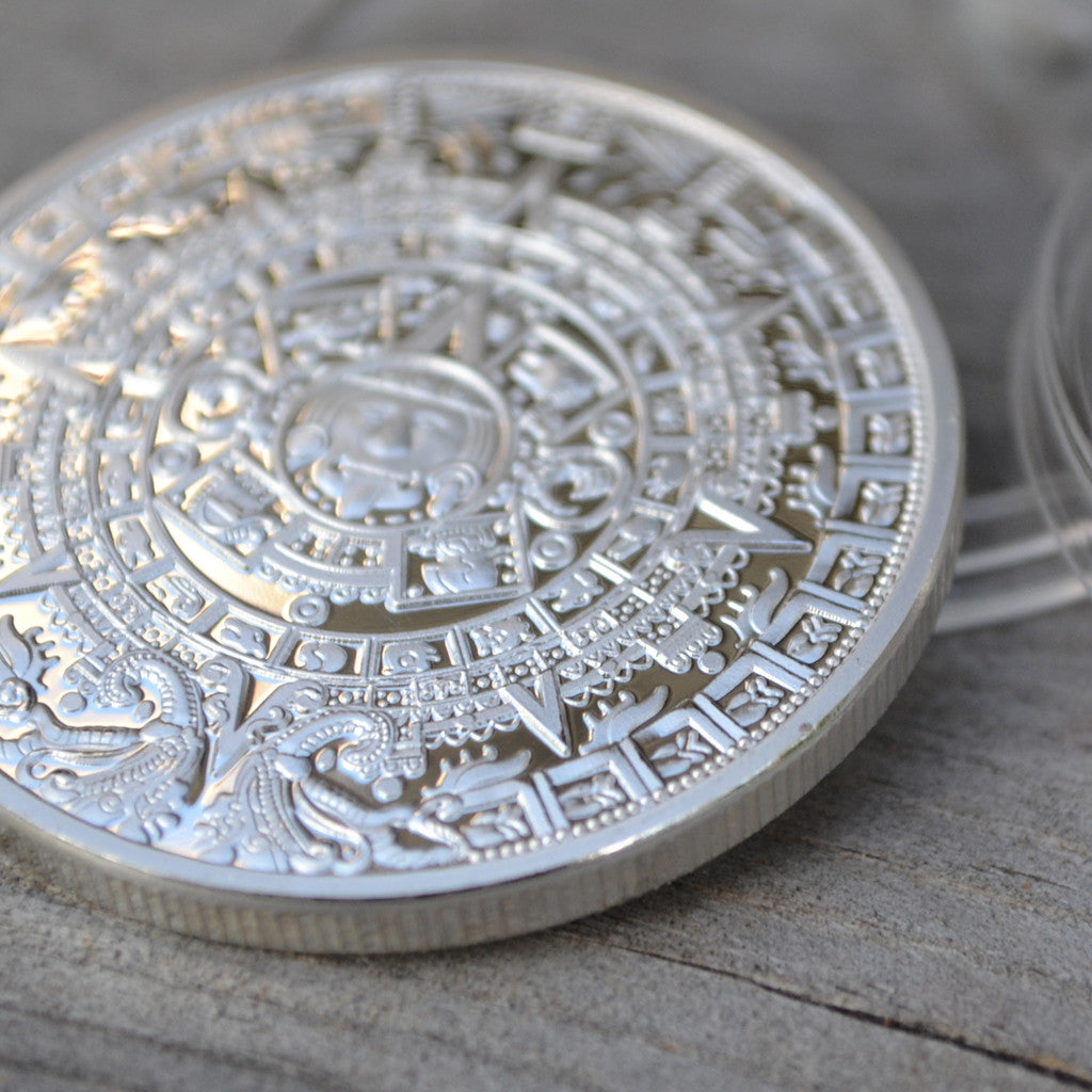 Aztec Mayan 2012 Kalender Mynt USA Silverplätering Ny