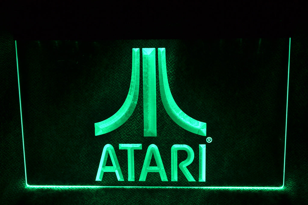 Atari Logo Grön LED Reklamskylt Skylt Hög Kvalitet Ny