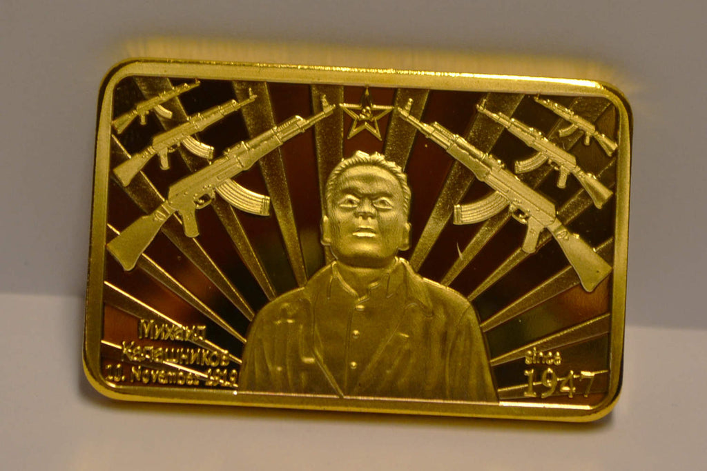 AK47 Kalashnikov Ryssland CCPR Tacka Mynt (Guld Plätering) Ny