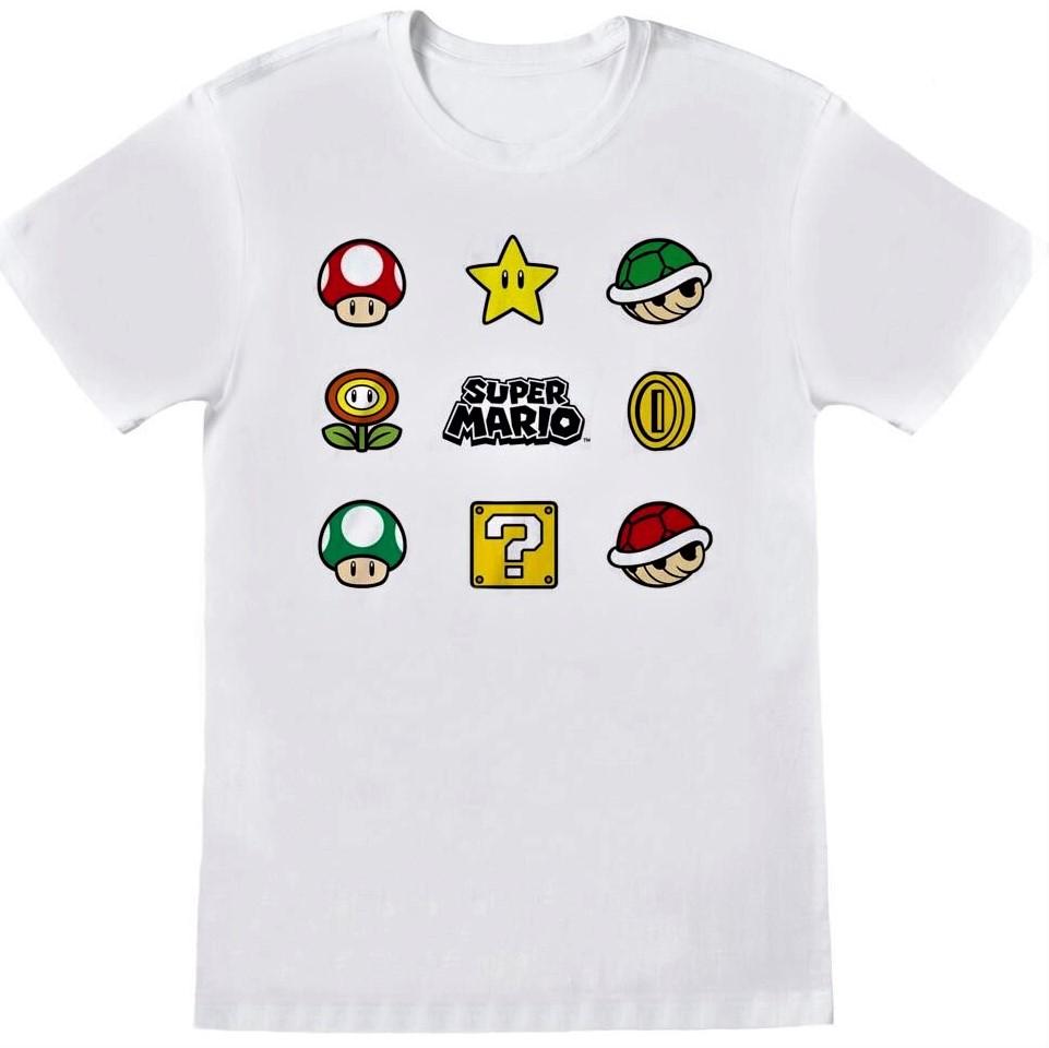Super Mario Symboler Vit T-Shirt Strl L Heroes Inc Nintendo Ny