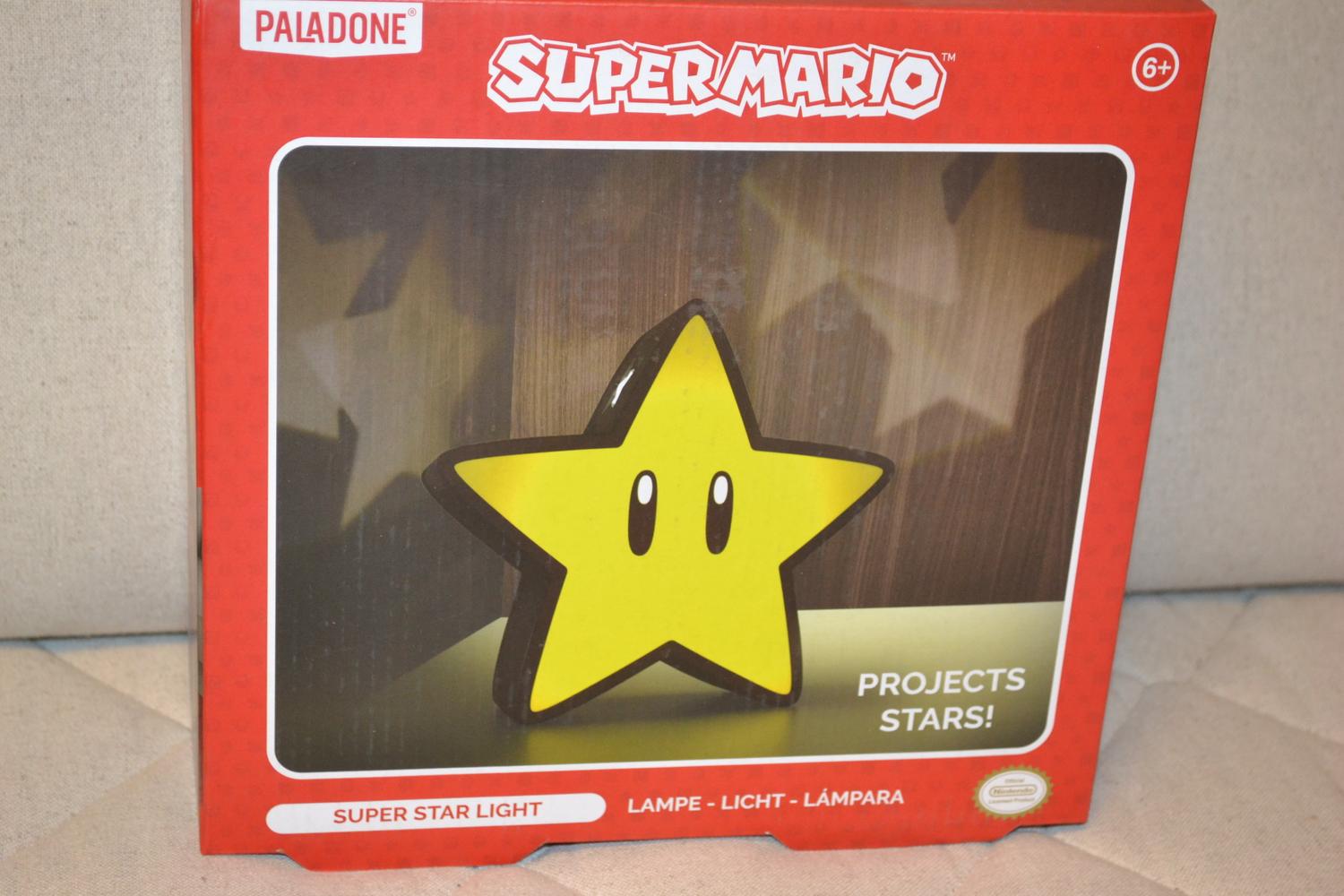 Stjärna Super Mario Lampa m. Projektion Paladone Batteri/USB 25cm Ny