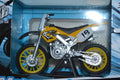 Gul Motorcykel MC Cross Dirtbike 1:18 12cm (M. Fjädring) Ny