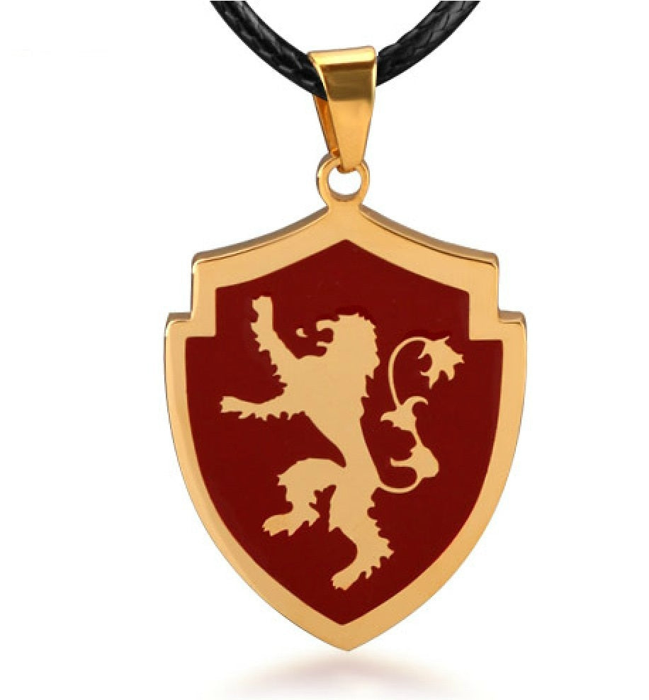 Lannister Sköld m. Guld/Röd Förgylld Halsband (Game of Thron