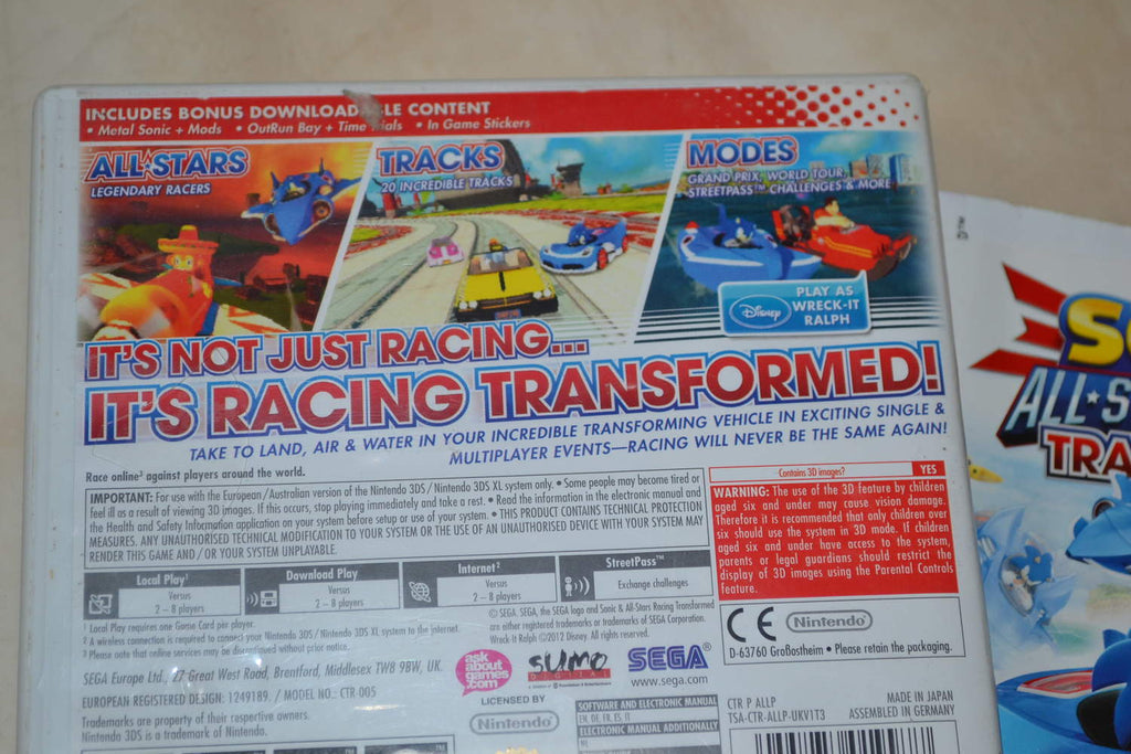 Sonic and All Stars Racing Transformed 3DS Nintendo Komplett Fint Skick