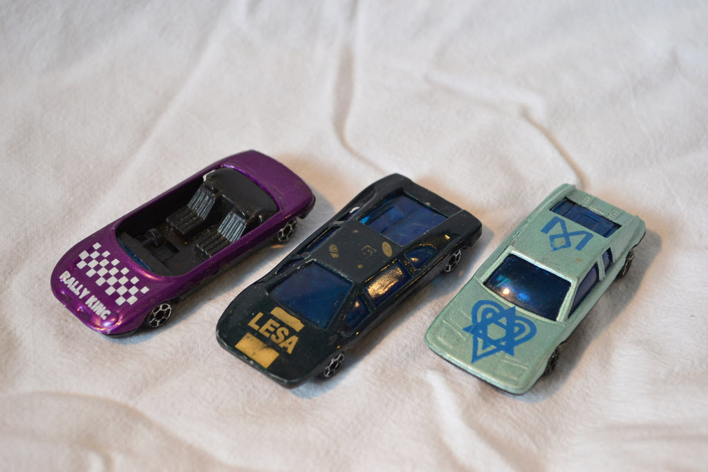 3st Bilar (Turkos, lila, grön) enkla Plast Beg Skick