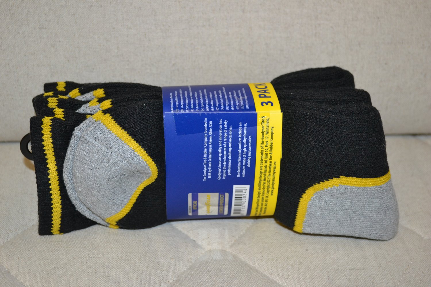 Arbetsstrumpor Goodyear 3-pack Strl 43-46 Svart 55% Bomull 42% Polyester 3% Elas