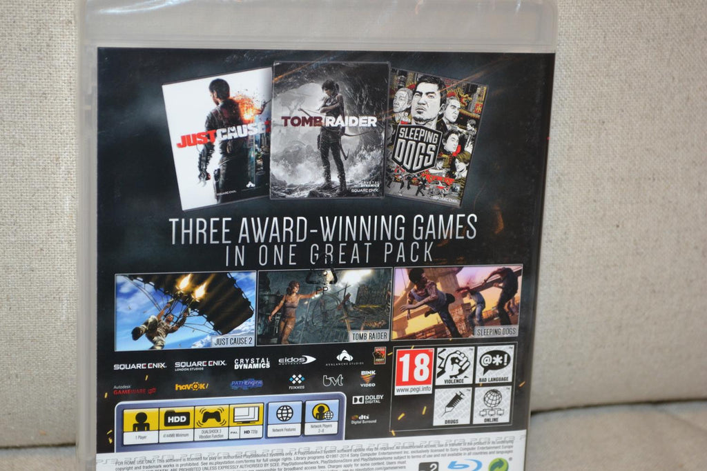 Triple Pack (Just Cause 2, Sleeping Dogs, Tomb Raider) PS3 Ny Inplastad
