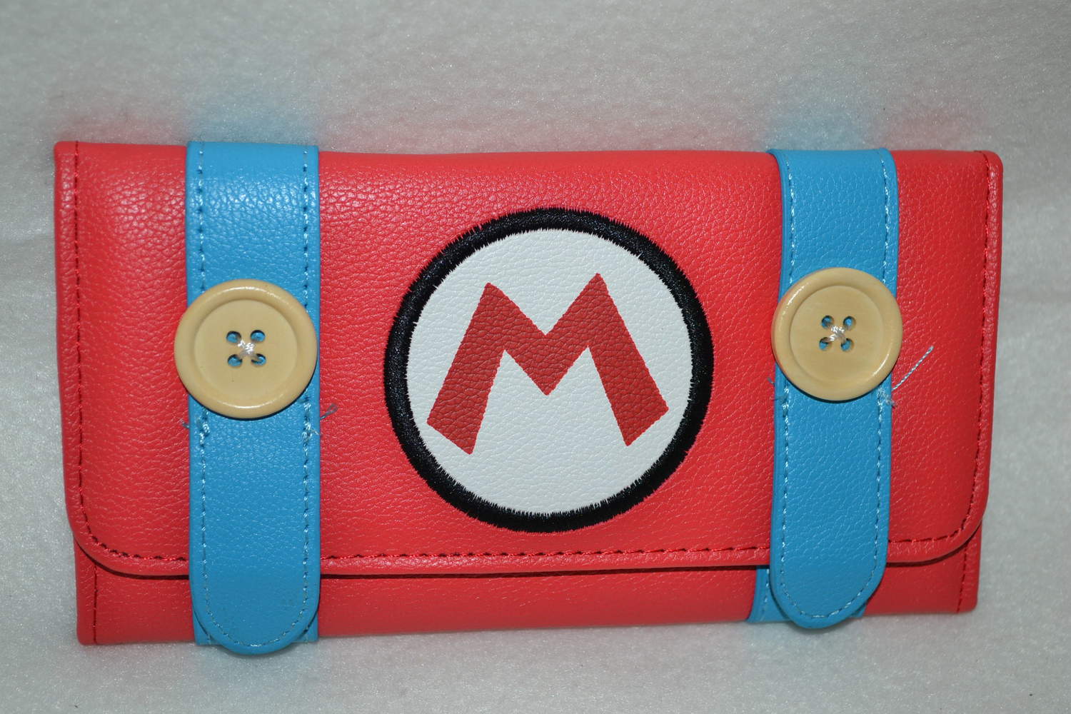Super Mario Logo m. Knappar Nintendo Stor Börs Plånbok Tjej (17,5*9cm) Ny