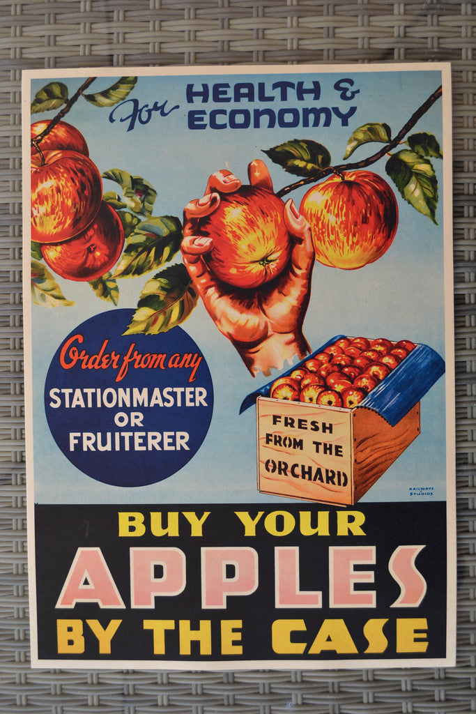 Buy Your Apples by the Case Äldre Reklam Äpplen Poster Affis
