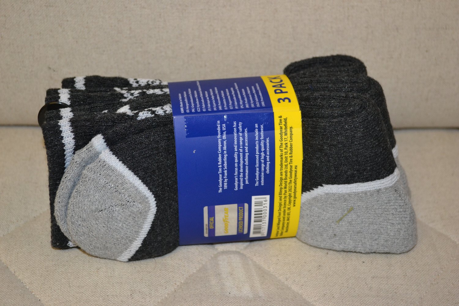 Arbetsstrumpor Goodyear 3-pack Strl 39-42 Mörkgrå 55% Bomull 42% Polyester 3% El