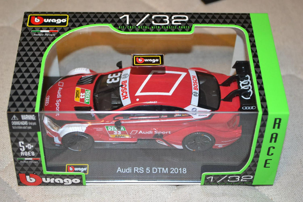 Audi RS 5 DTM 2018 Röd 1:32 Burago 14cm Race Collection Ny