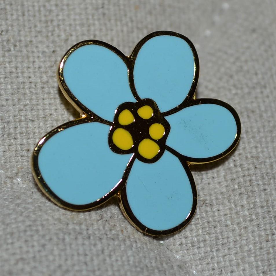 Blå Blomma Forget Me Not Brittisk m. Emalj Brosch Pin 2,5cm Ny